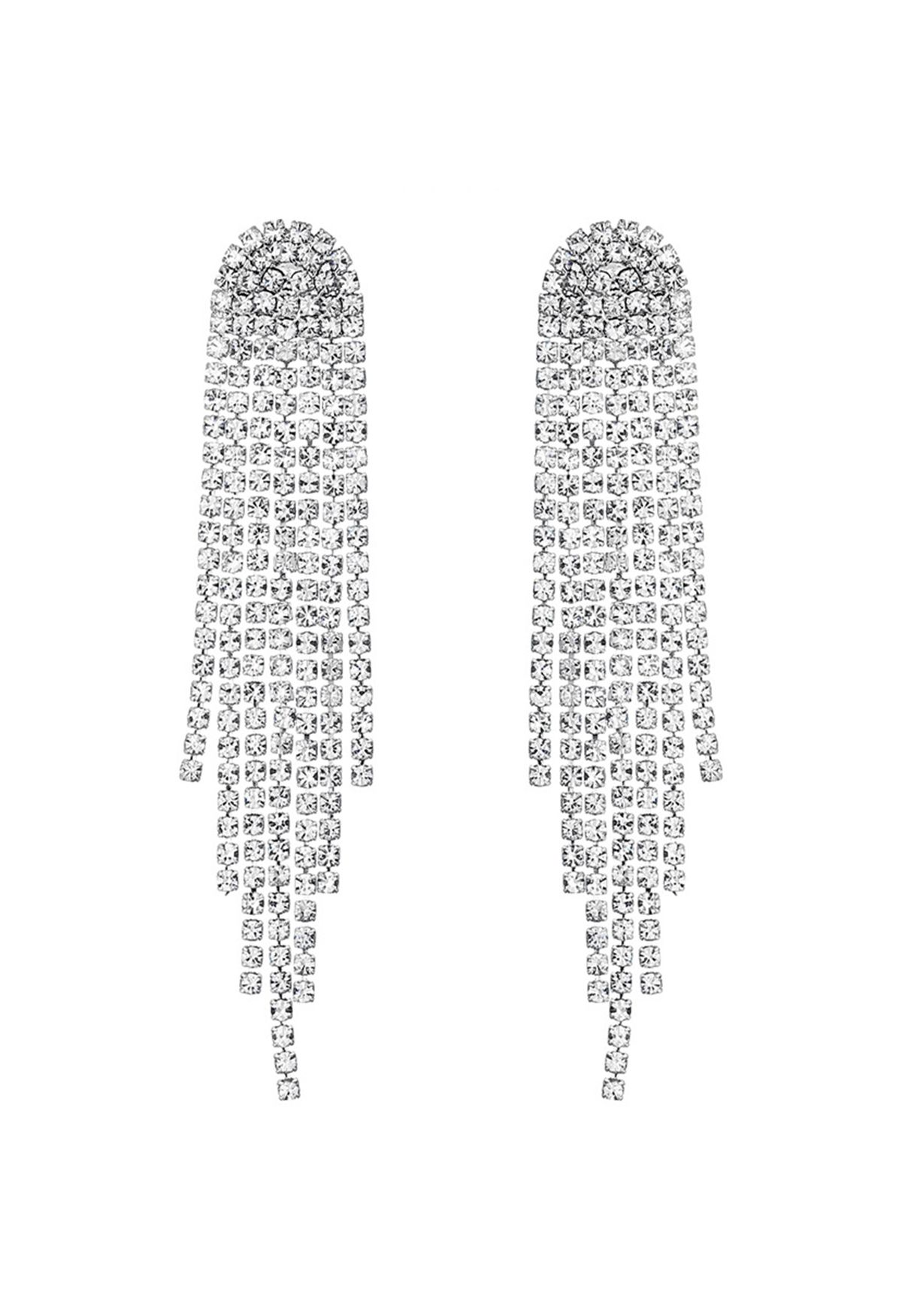 Simplicity Gleaming Diamond Tassel Drop Earrings