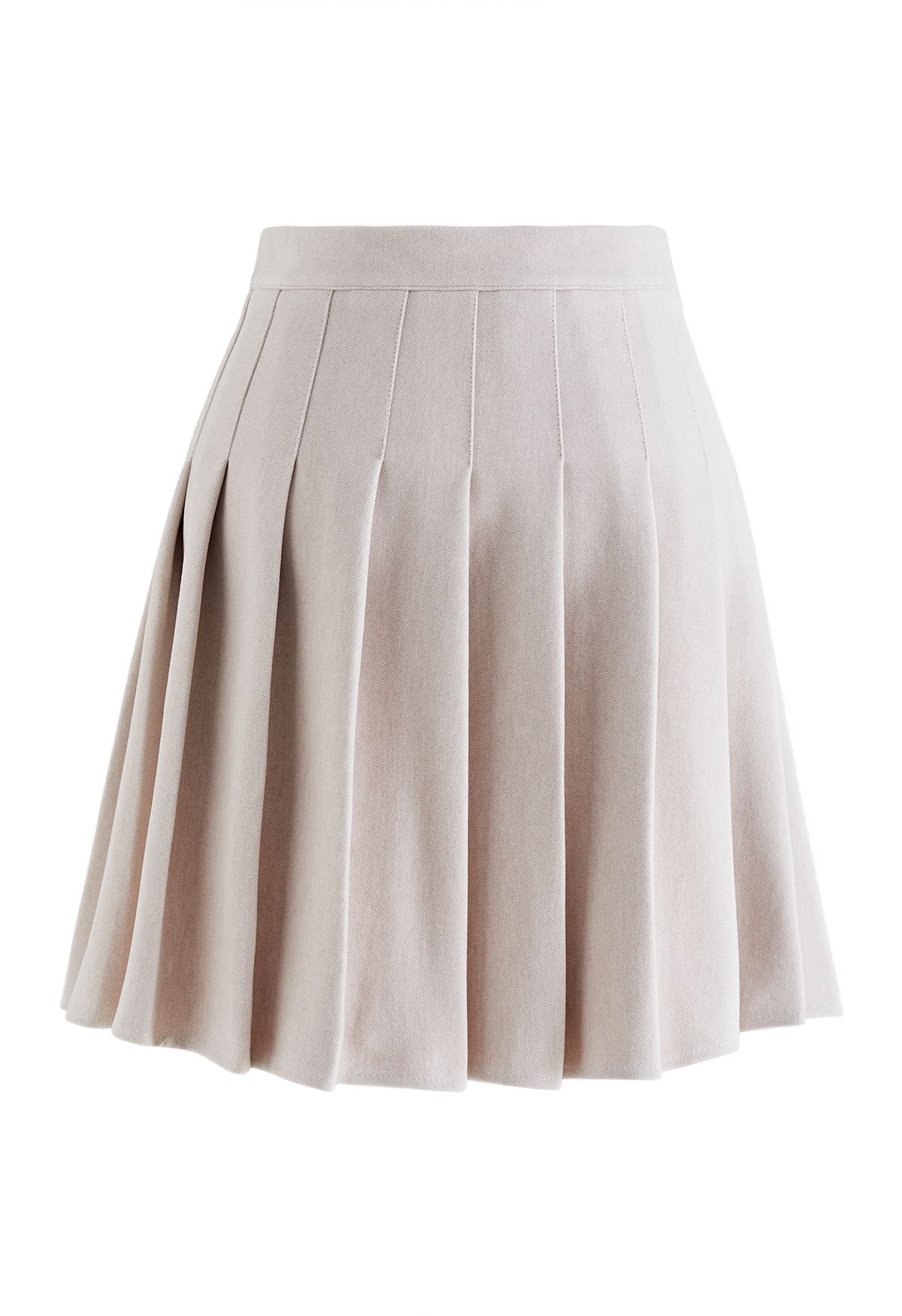 High Waist Wool-Blend Pleated Skater Skirt in Ivory