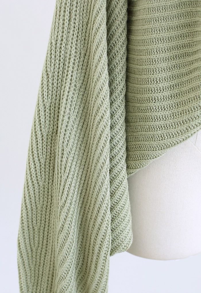 Twisted Front Batwing Sleeve Knit Sweater in Sage