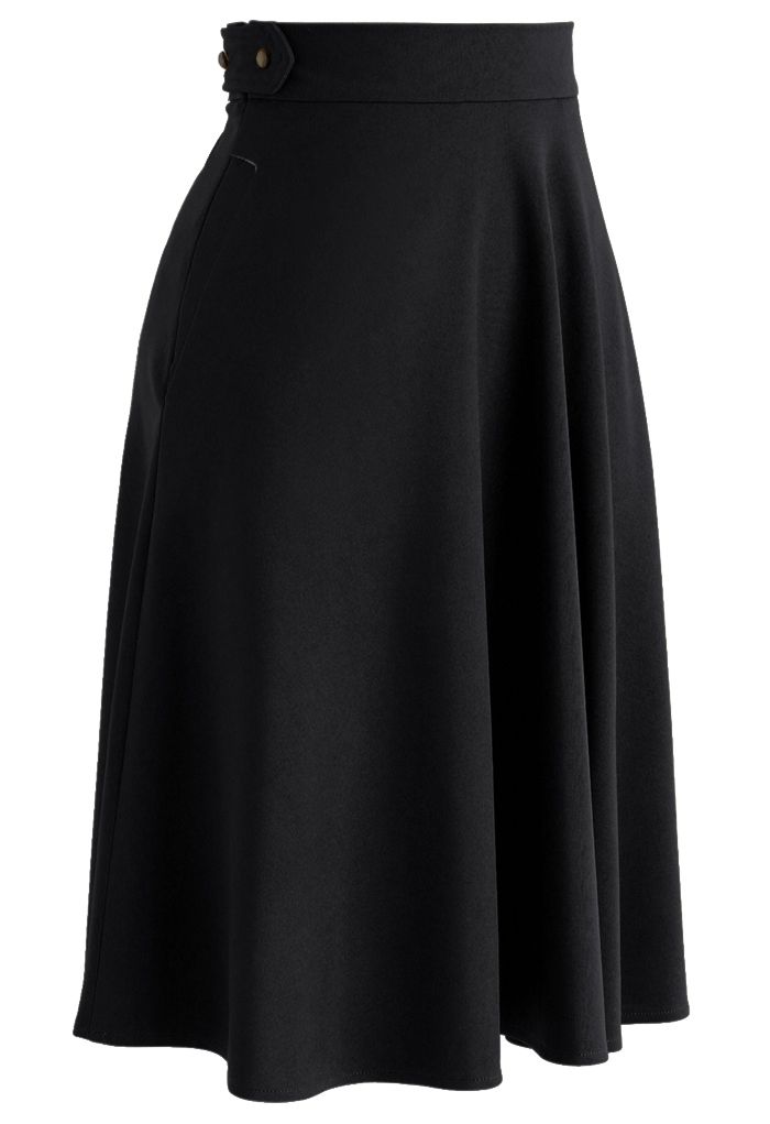 Basic Full A-line Skirt in Black