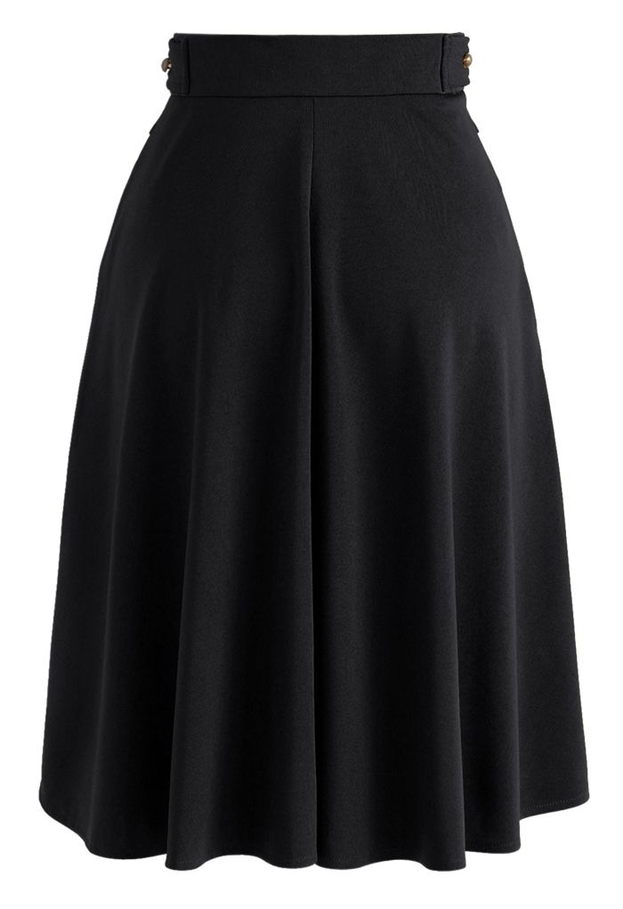 Basic Full A-line Skirt in Black