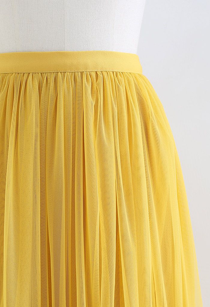 Can't Let Go Mesh Tulle Skirt in Yellow