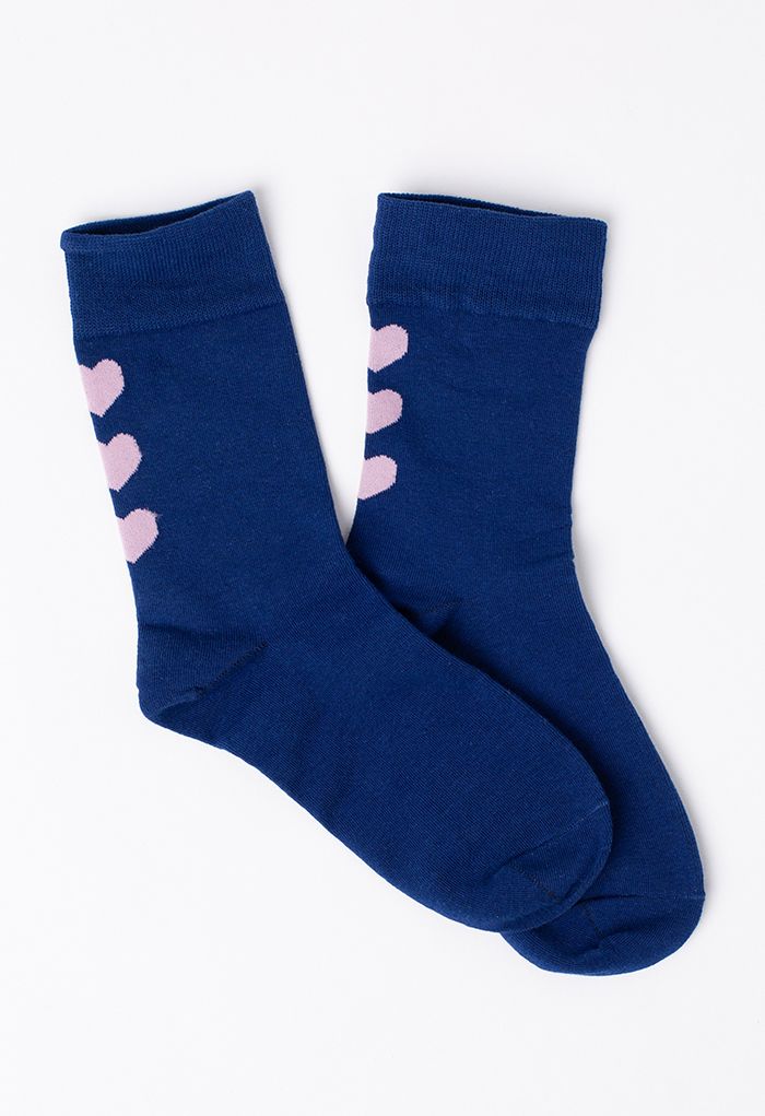 Triple Hearts Jacquard Crew Socks