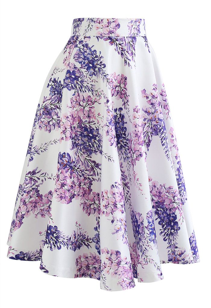 Enchant Me Wisteria Flare Midi Skirt