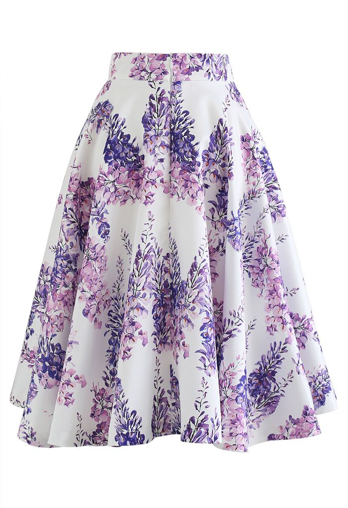 Enchant Me Wisteria Flare Midi Skirt