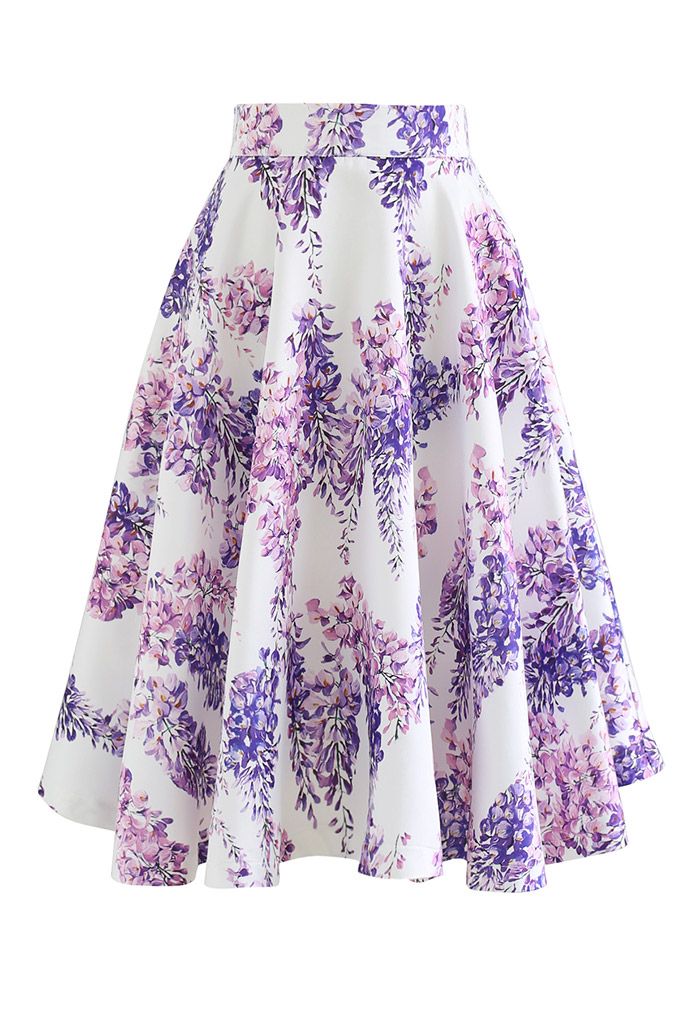 Enchant Me Wisteria Flare Midi Skirt