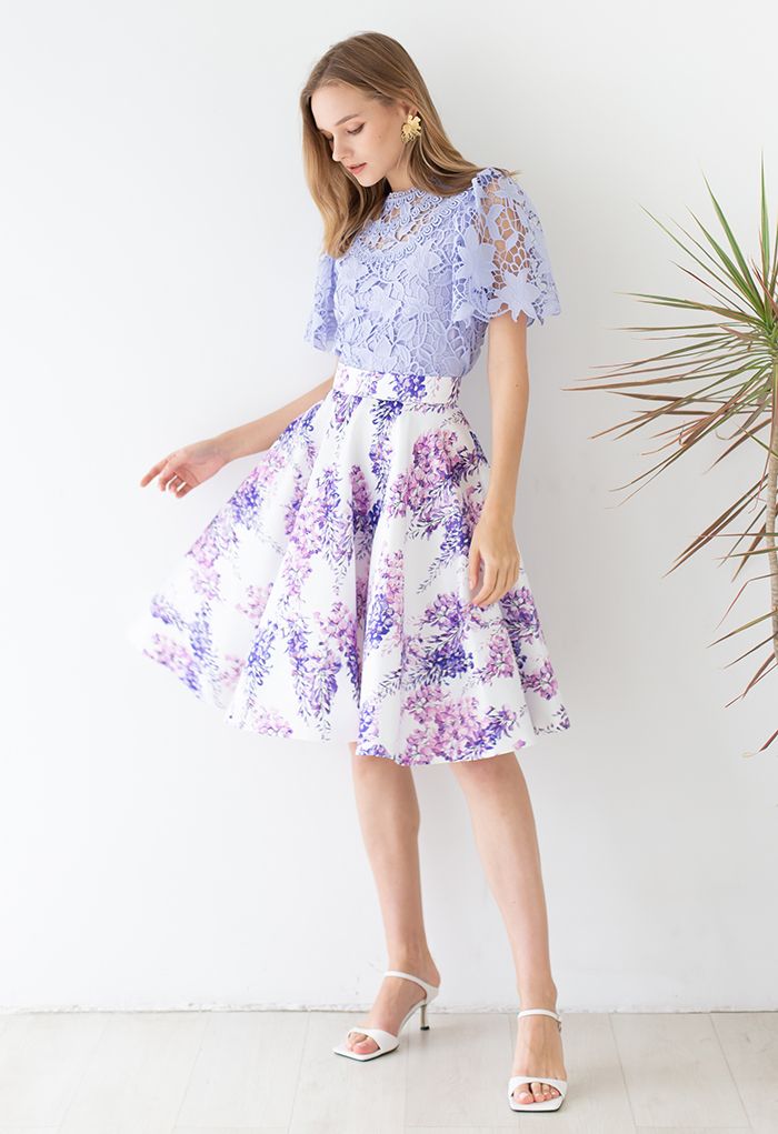 Enchant Me Wisteria Flare Midi Skirt