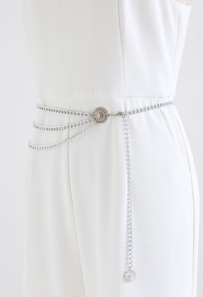 Silver Coin Multilayer Chain Belt