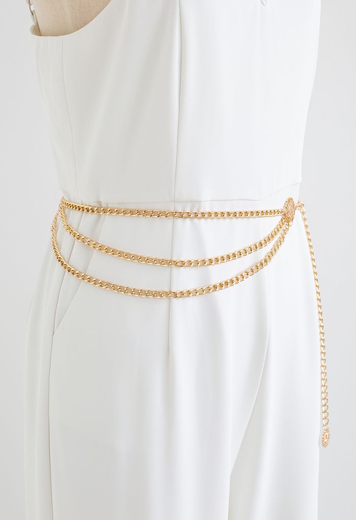 Golden Coin Multilayer Chain Belt