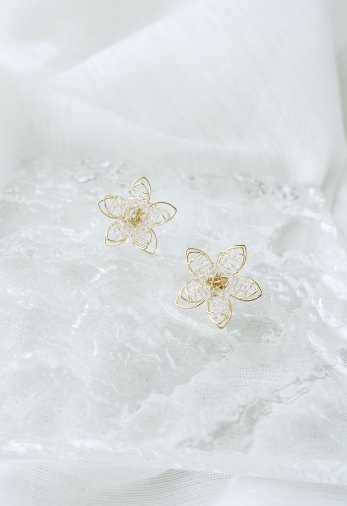 3D Lotus Hollow Out Earrings