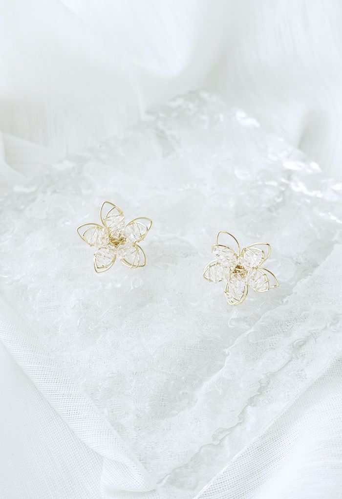 3D Lotus Hollow Out Earrings