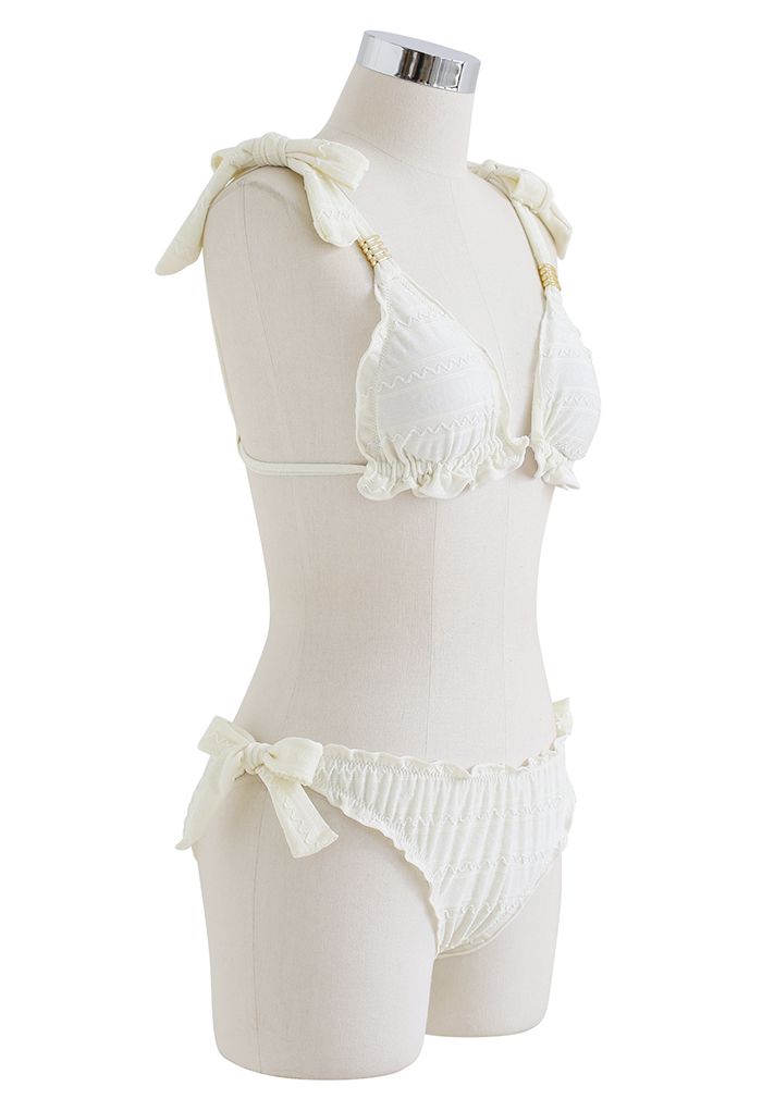 Ruffle Edge Bowknot Triangle Bikini Set