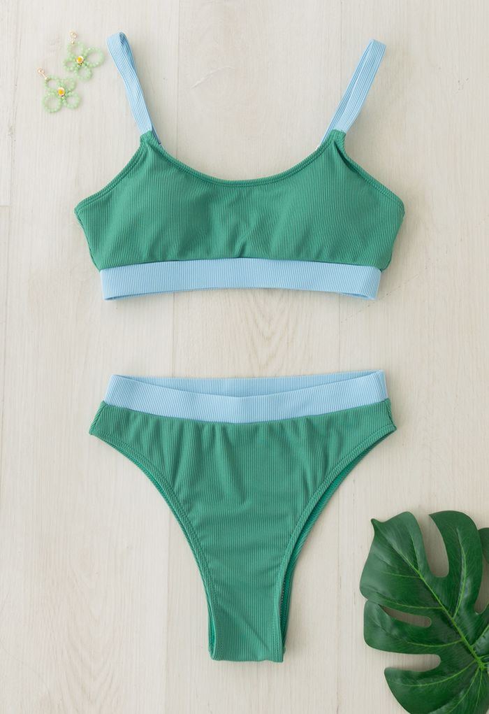 Contrast Detailing Sports Bikini Set