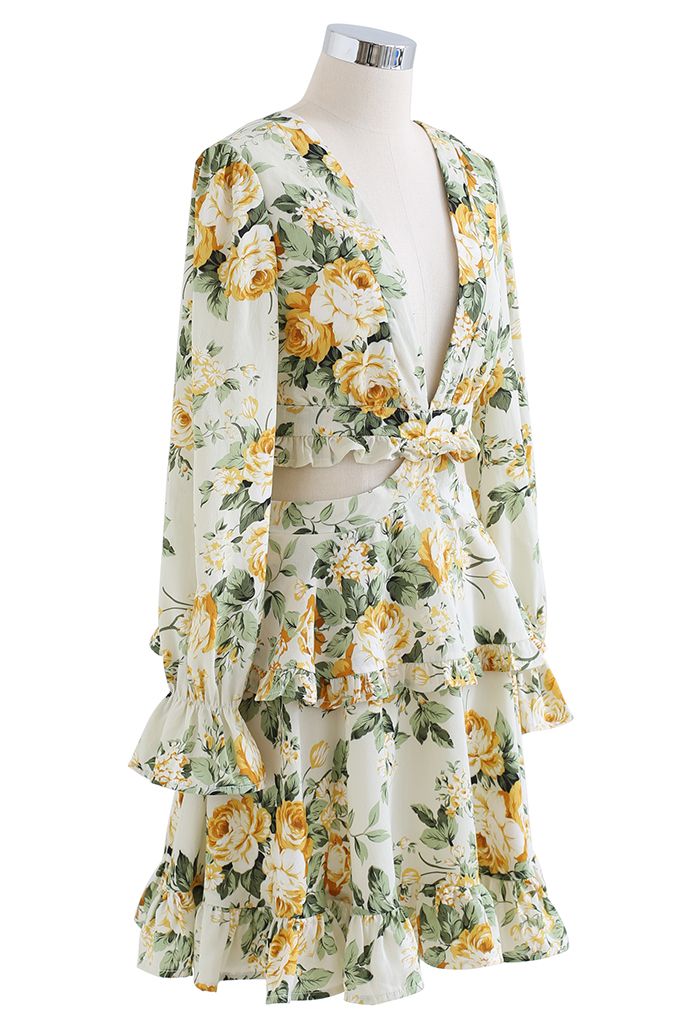 Charming Fragrance Floral Ruffle Dress