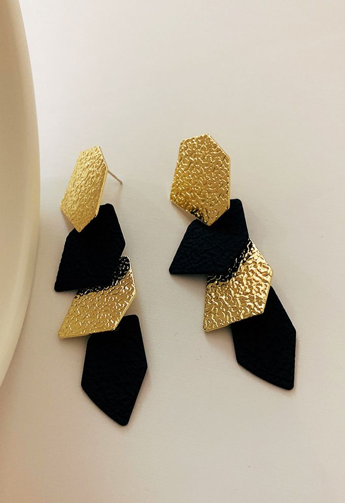 Embossed Diamond Shape Drop Earrings