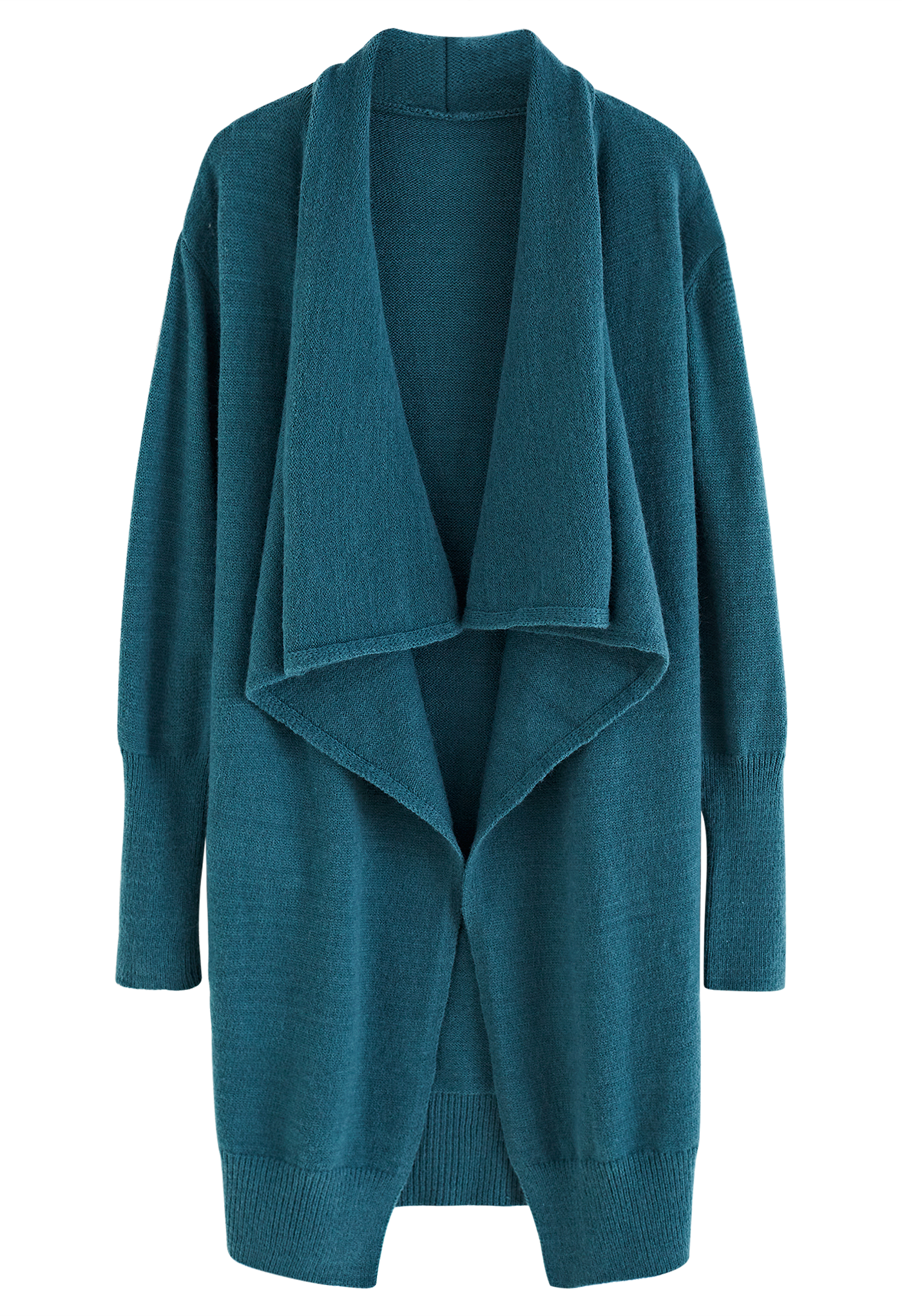 Waterfall Longline Knit Cardigan in Teal