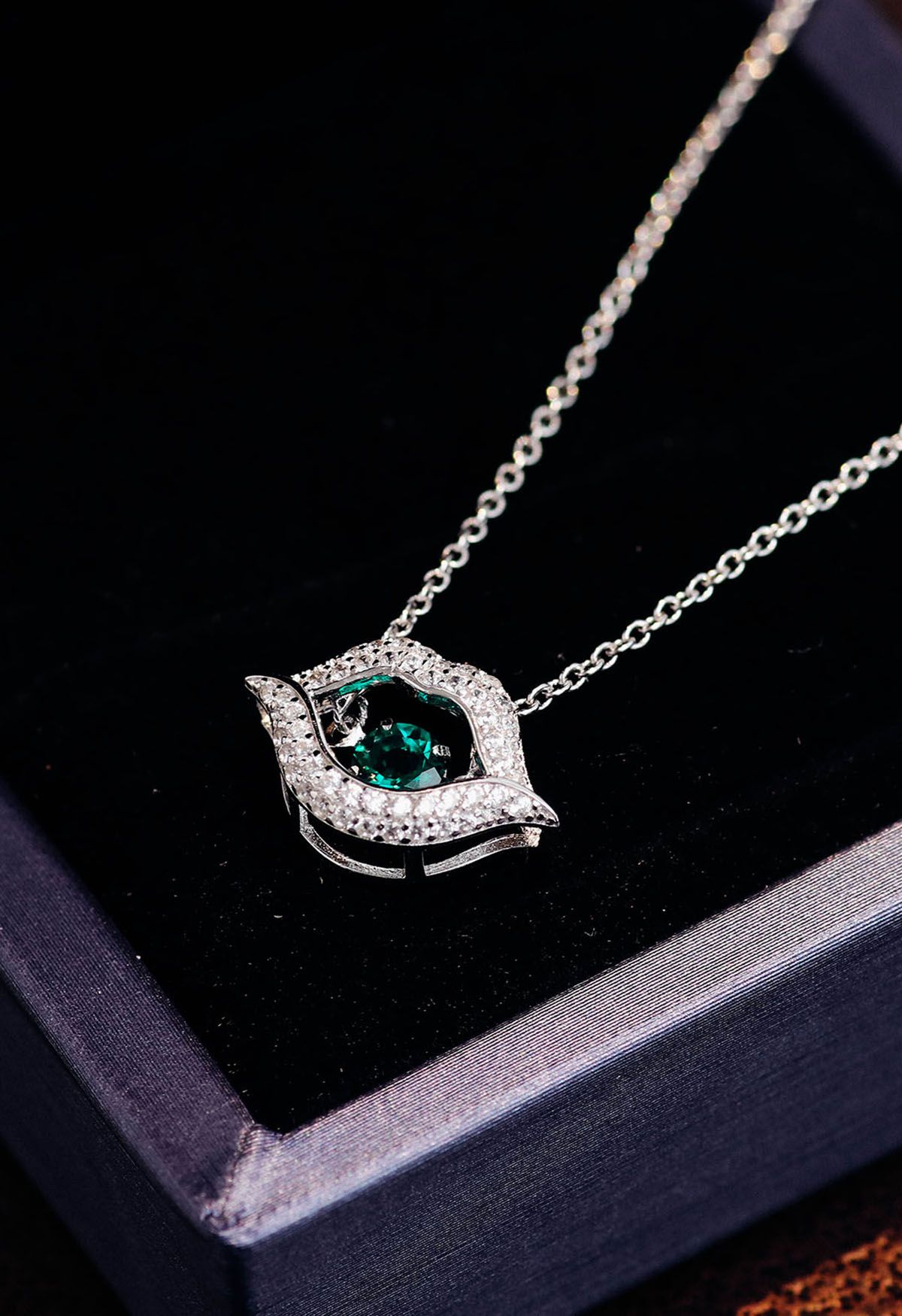 Lip Shape Emerald Gem Necklace