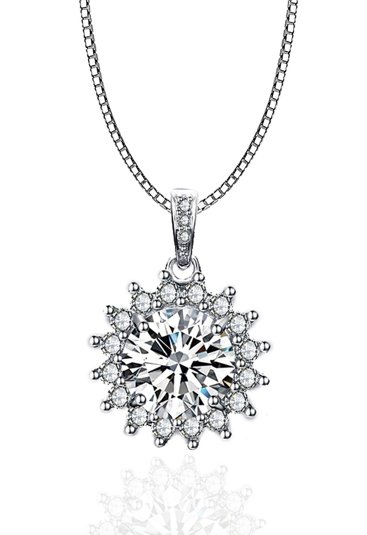 Blooming Floral Halo Moissanite Diamond Necklace