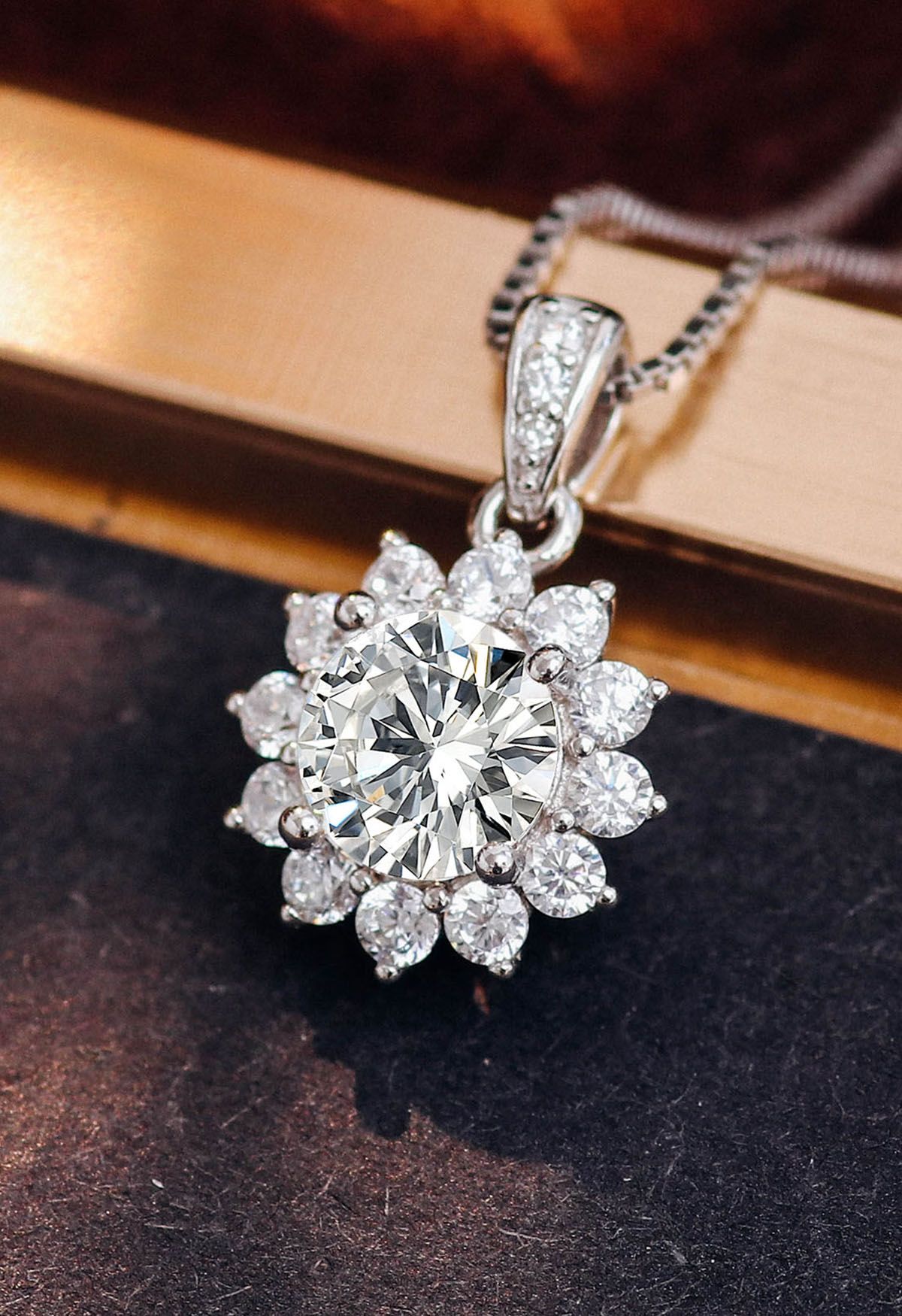 Blooming Floral Halo Moissanite Diamond Necklace