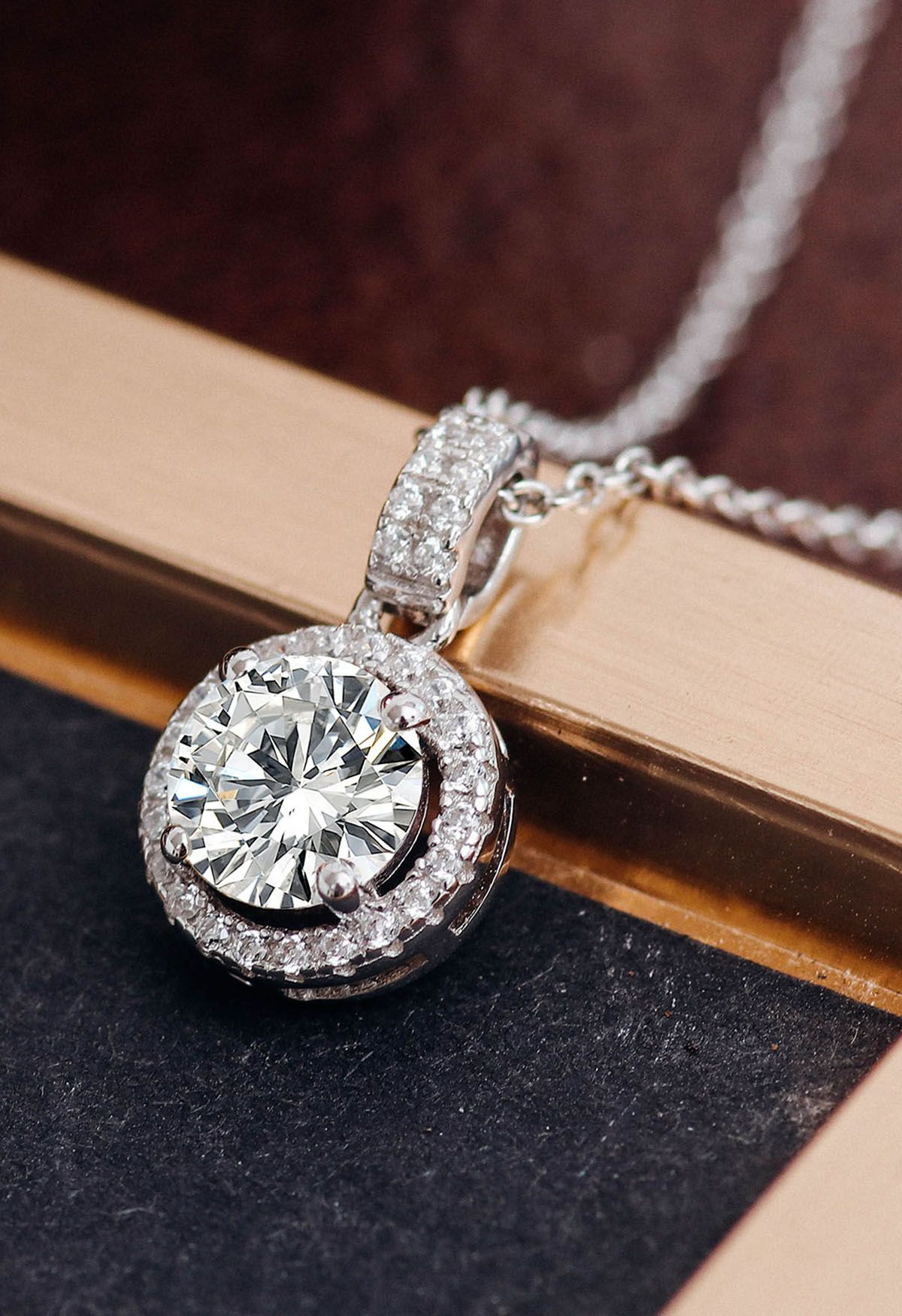 Round Cut Moissanite Diamond Necklace