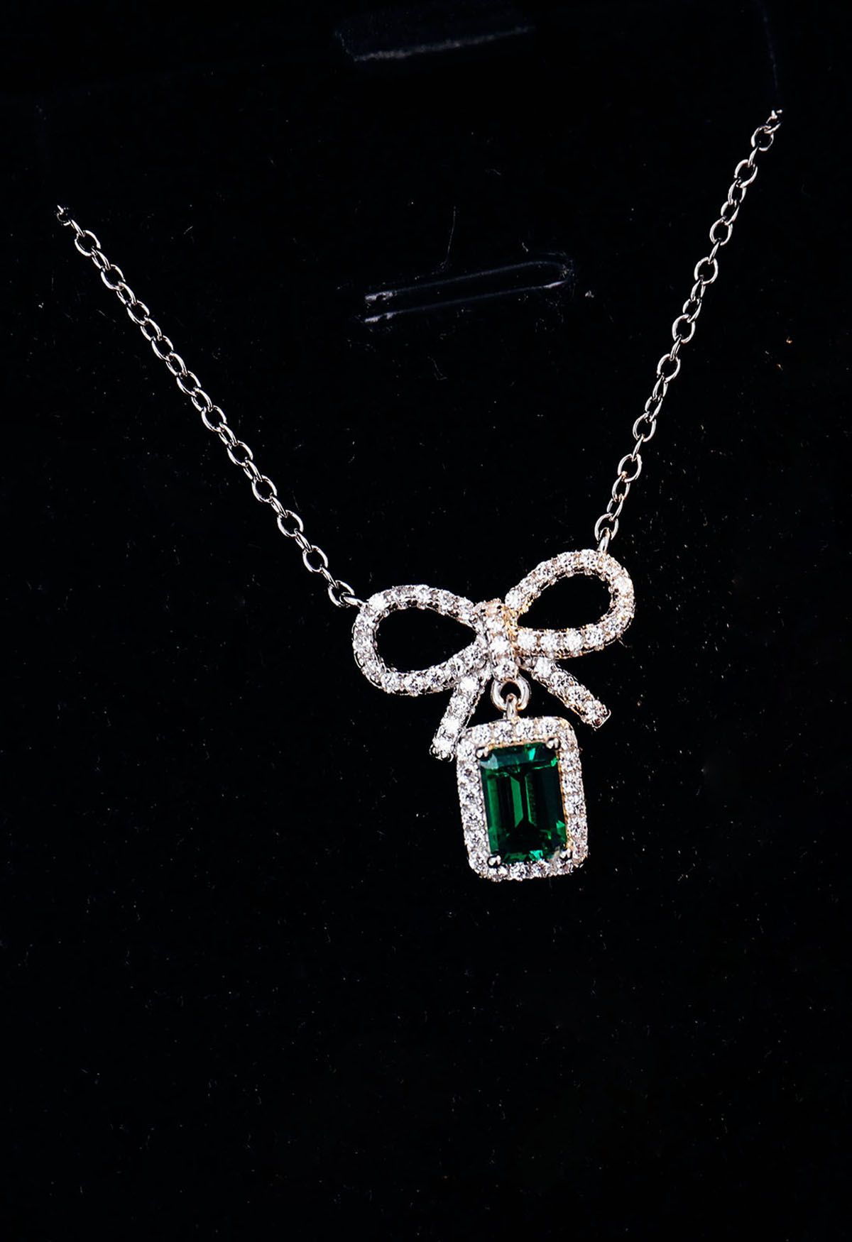 Emerald Cut Bowknot Diamond Necklace