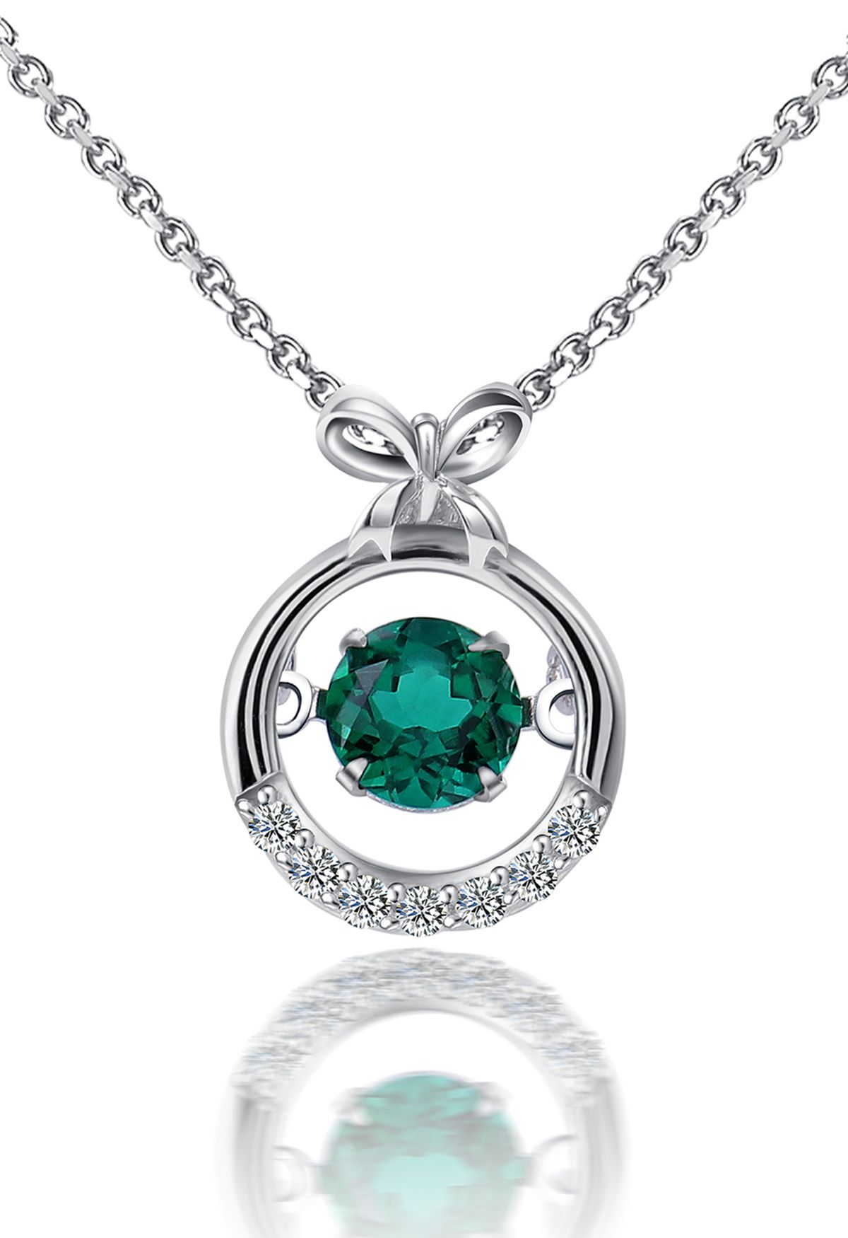 Hollow Out Rounded Emerald Gem Necklace