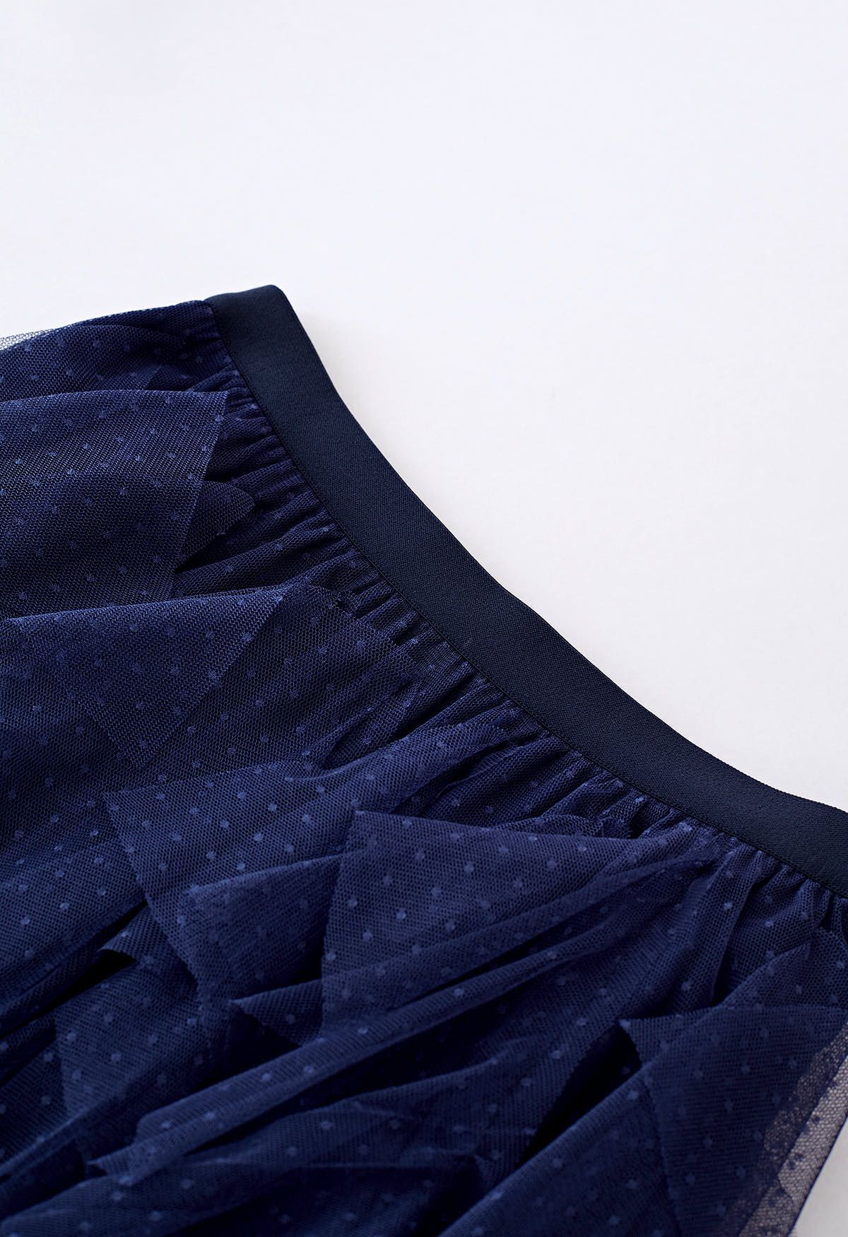 Dots Full Ruffled Tulle Skirt in Navy