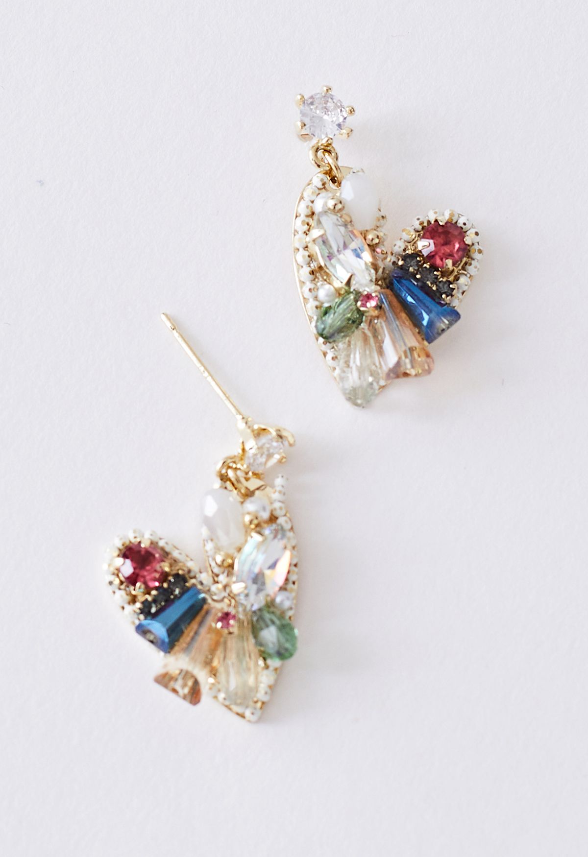 Multi Gem Heart Shape Earrings