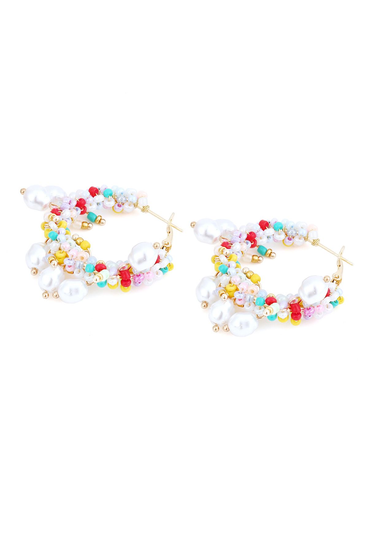 Mix Color Bohemia Beaded Pearl Hook Earrings