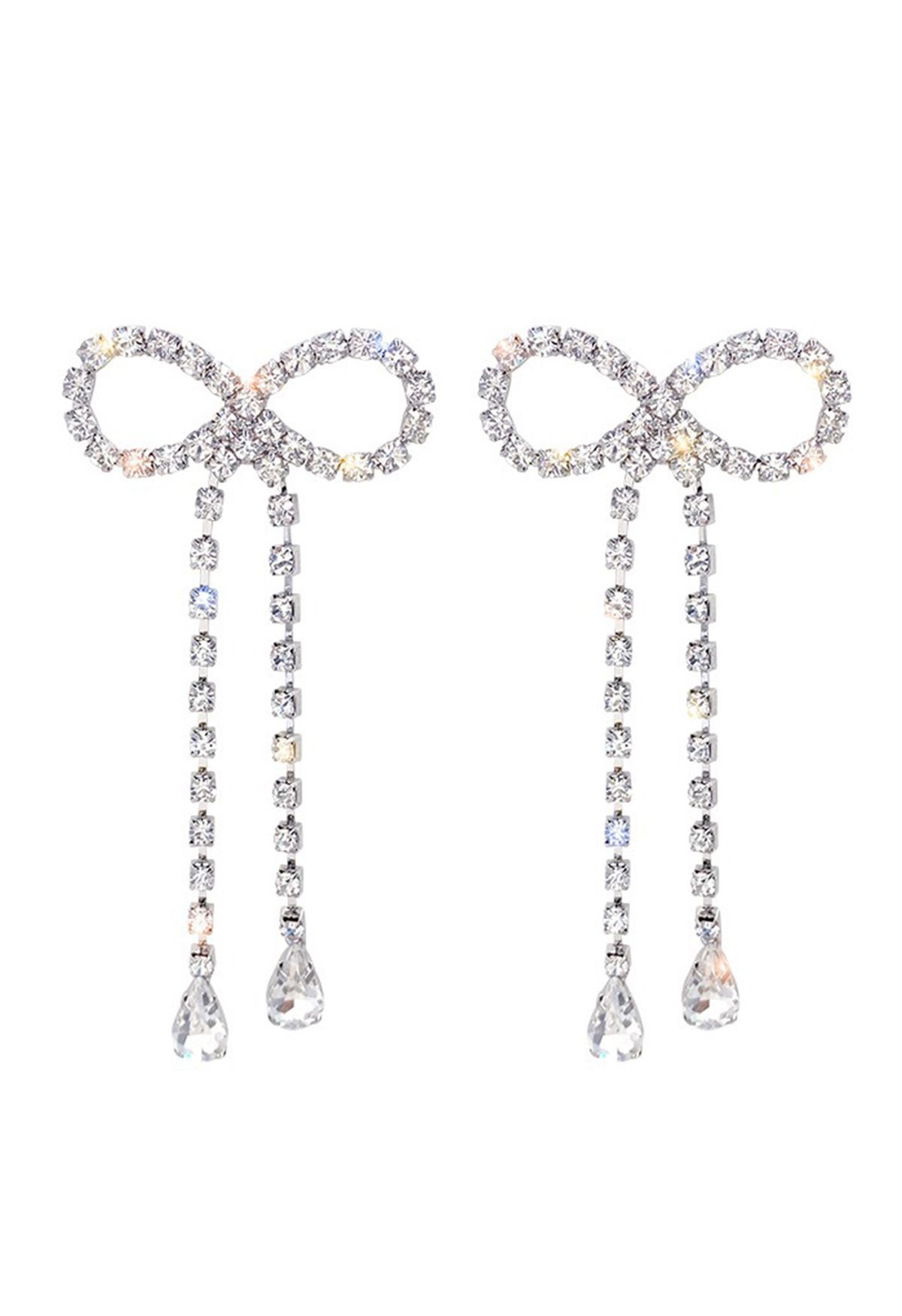 Full Diamond Bowknot Drop Earrings