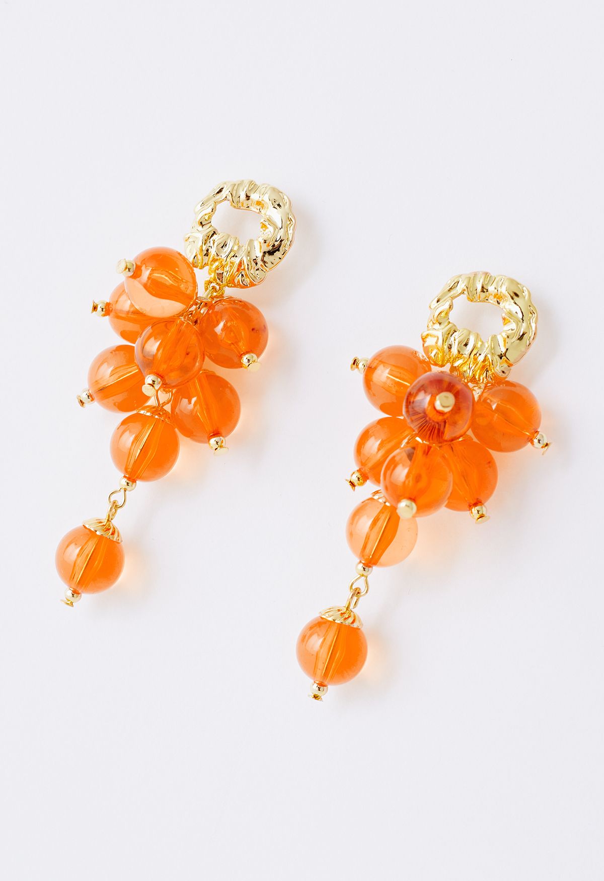 Orange Crystal Grape Drop Earrings