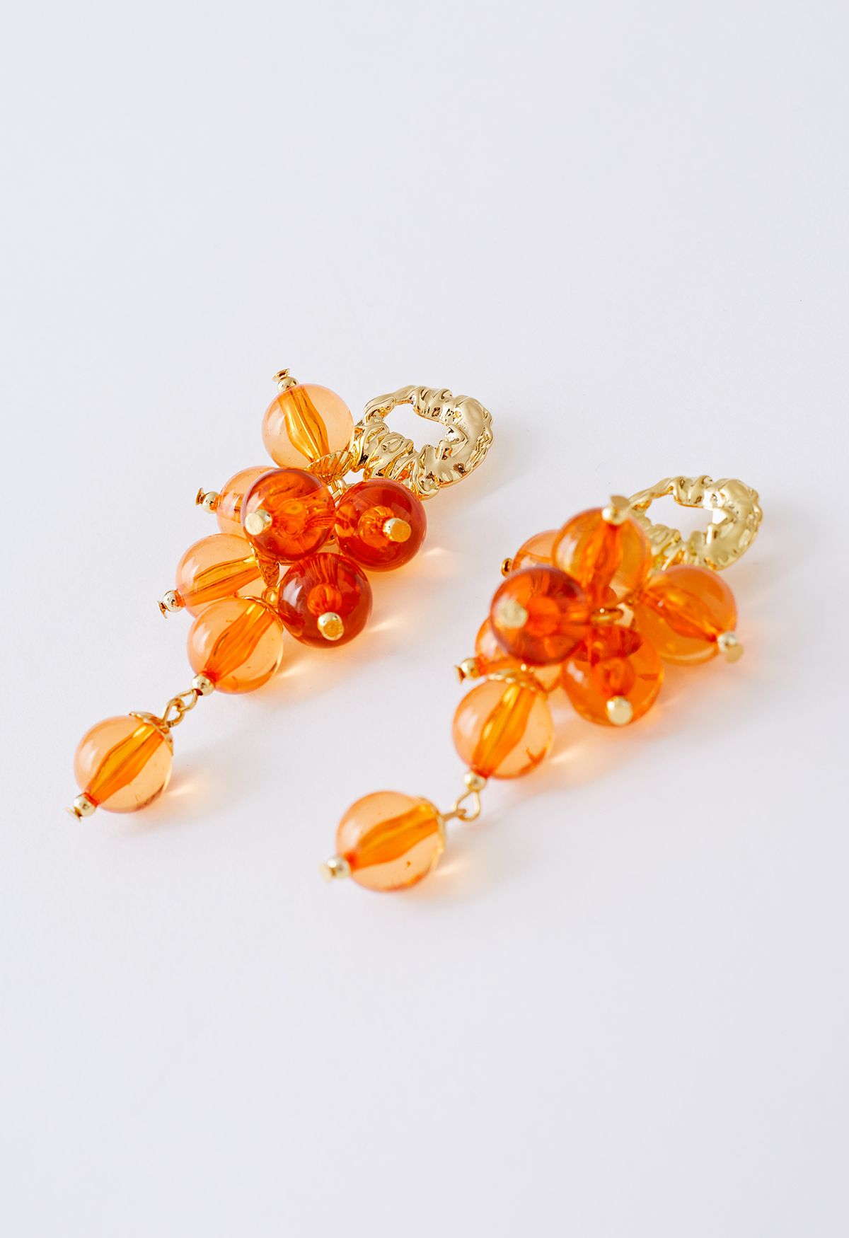 Orange Crystal Grape Drop Earrings