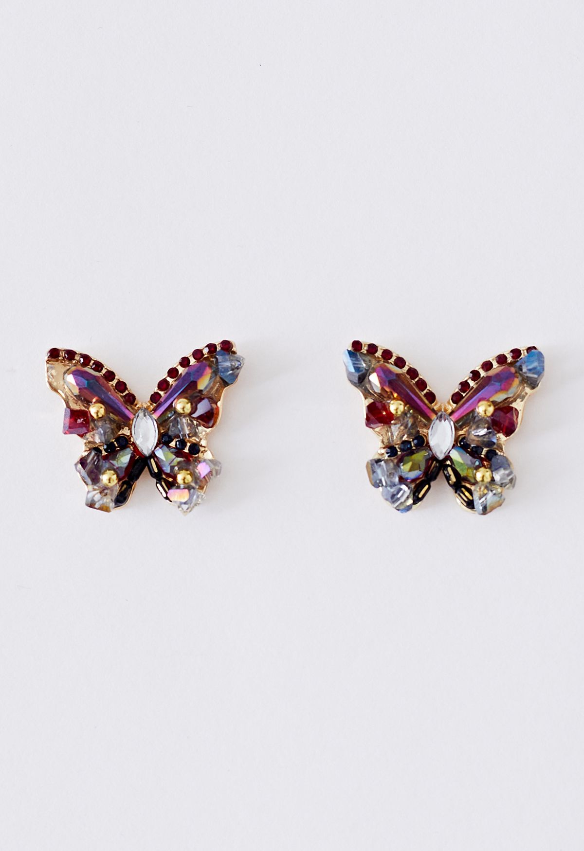 Colored Crystal Diamond Butterfly Earrings