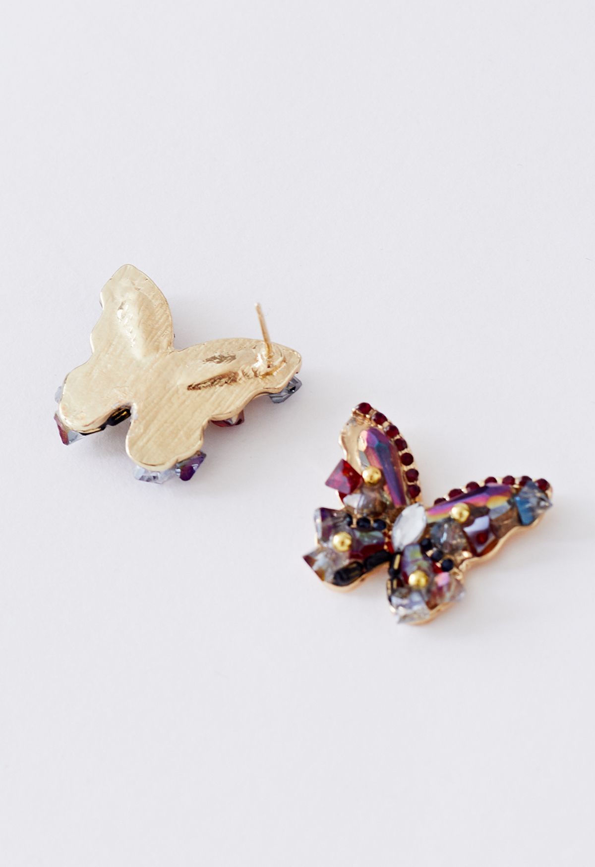 Colored Crystal Diamond Butterfly Earrings