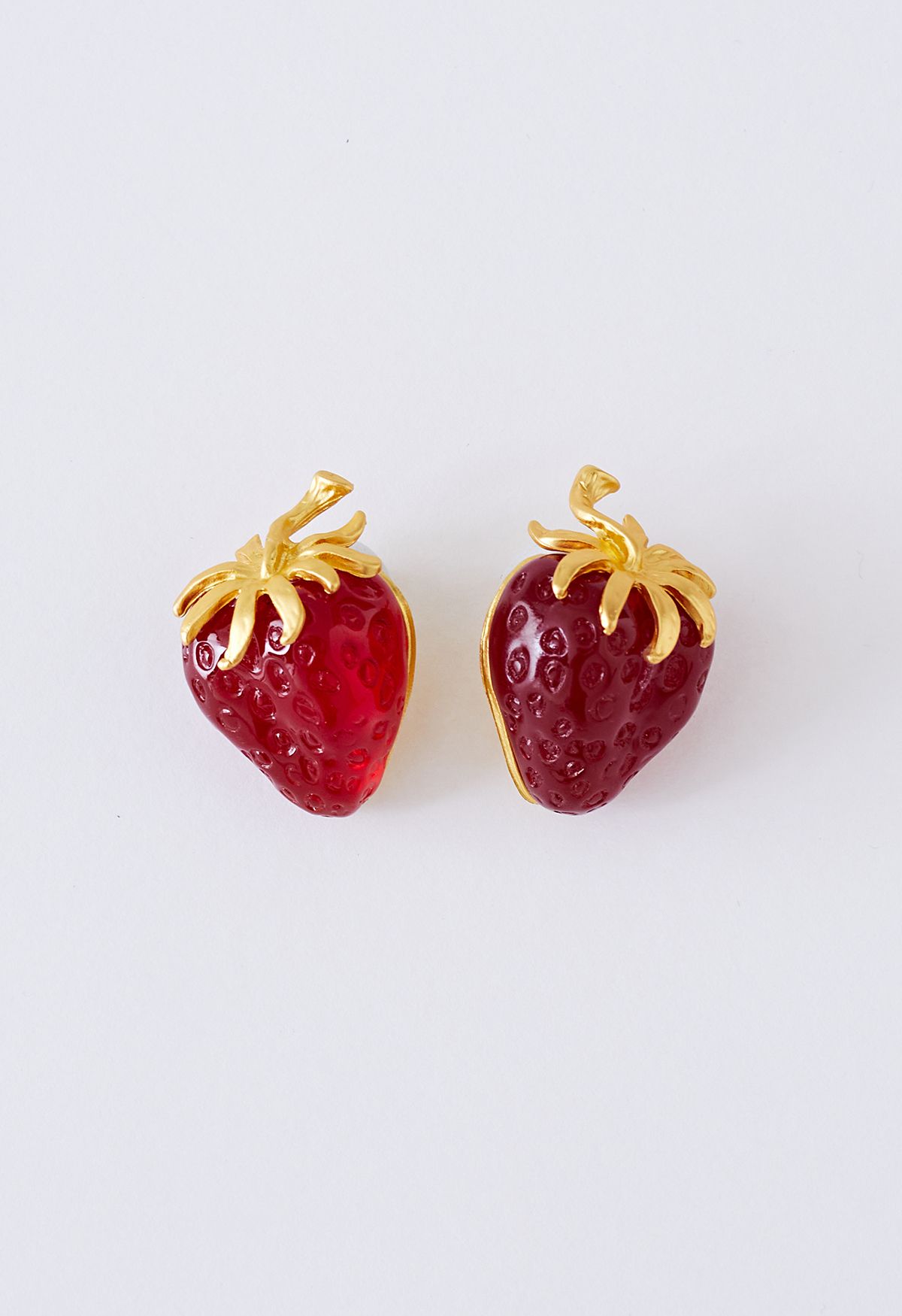 3D Red Strawberry Resin Earrings