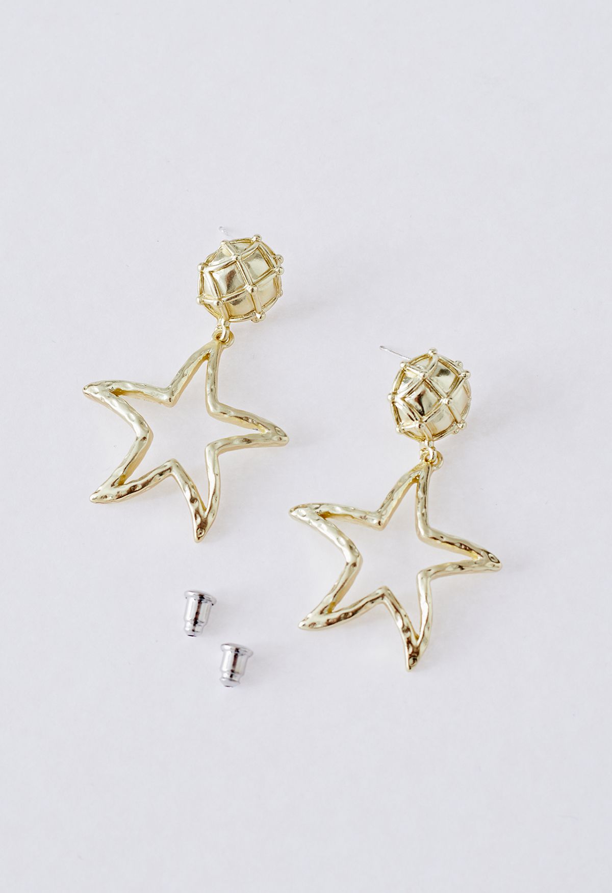 Hollow Out Golden Starfish Earrings