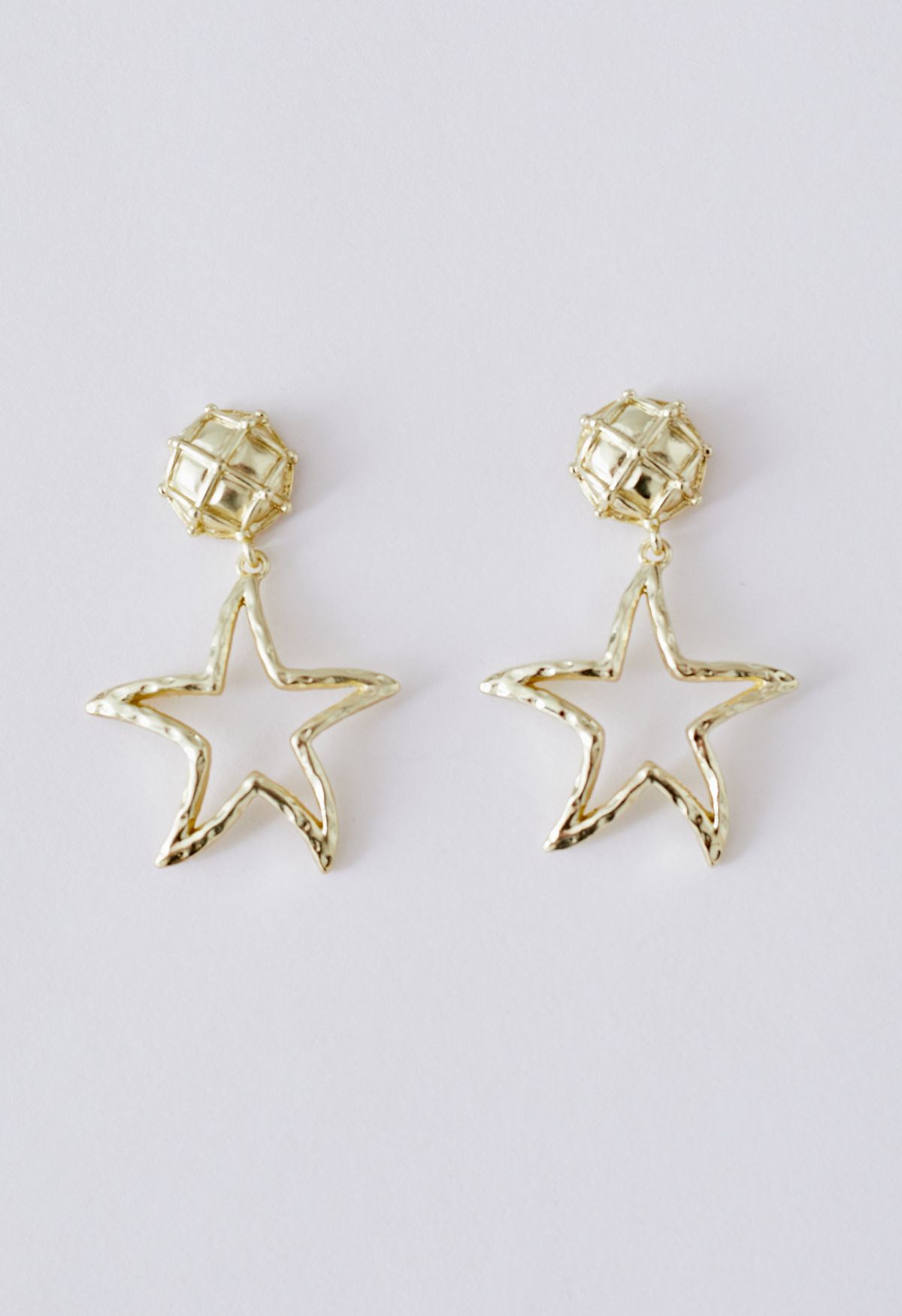 Hollow Out Golden Starfish Earrings