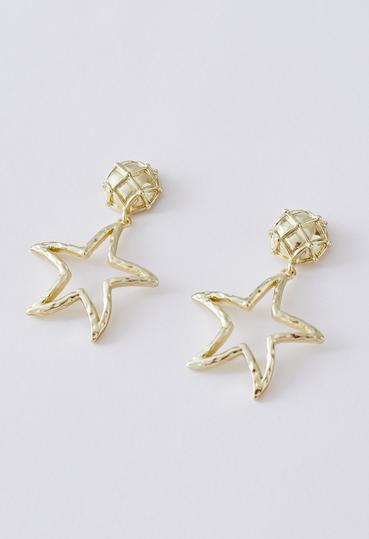 Hollow Out Golden Starfish Earrings