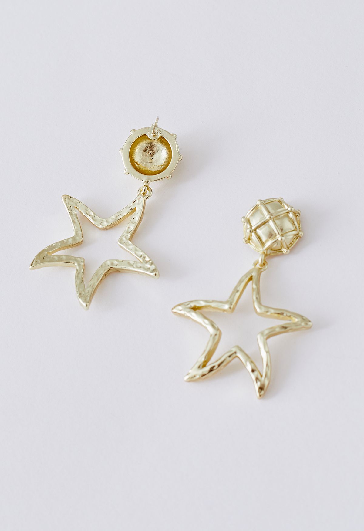 Hollow Out Golden Starfish Earrings