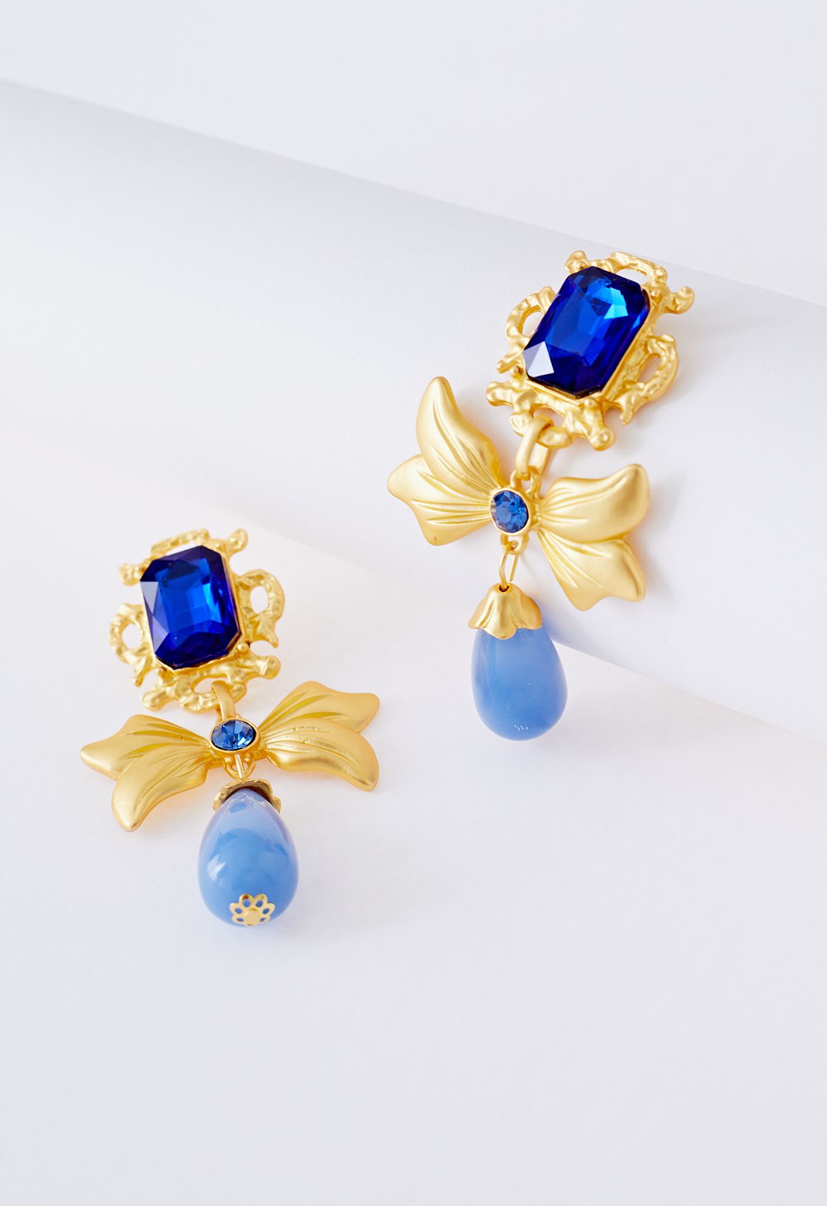 Golden Bowknot Colored Glaze Earrings