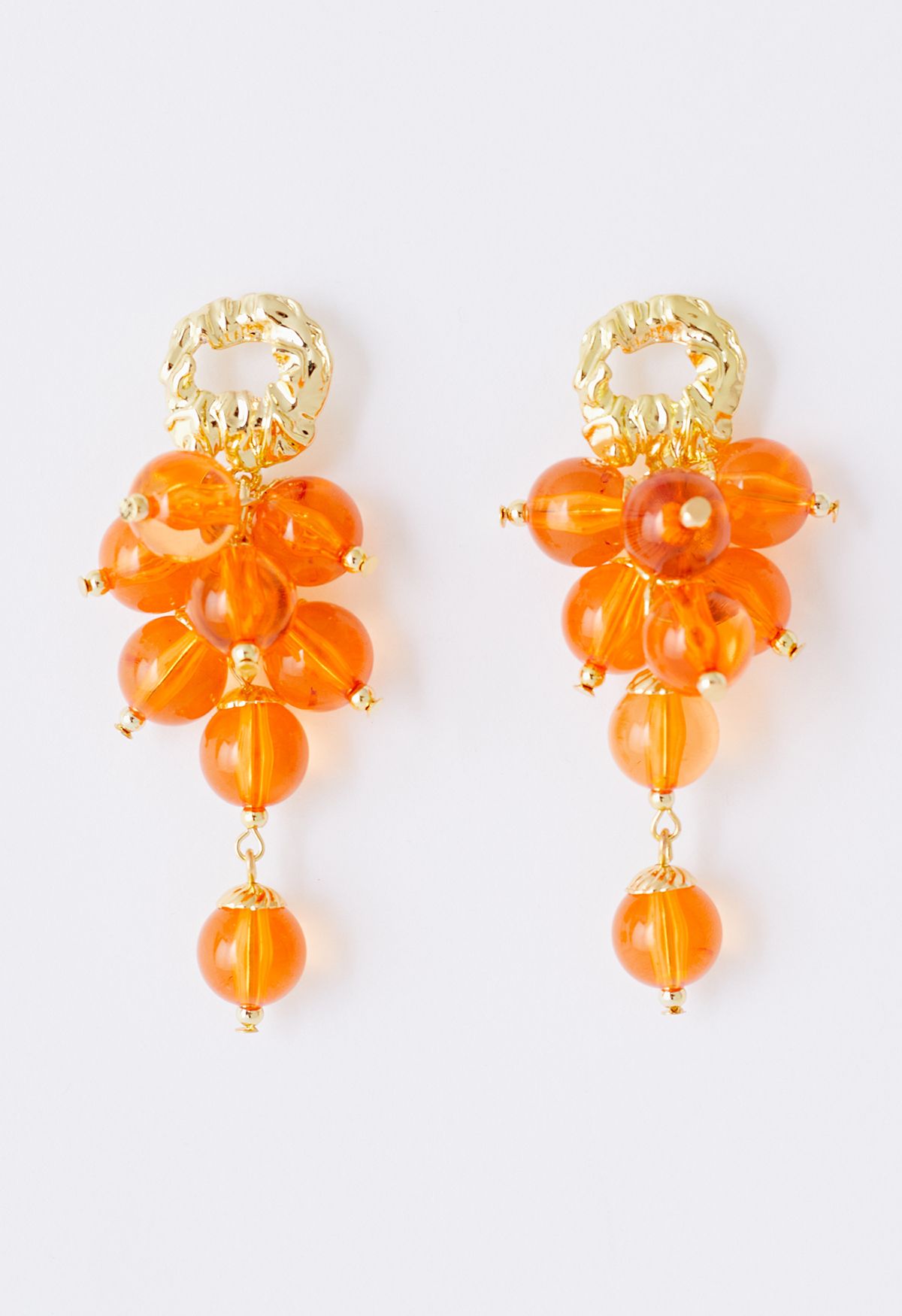 Orange Crystal Grape Drop Earrings