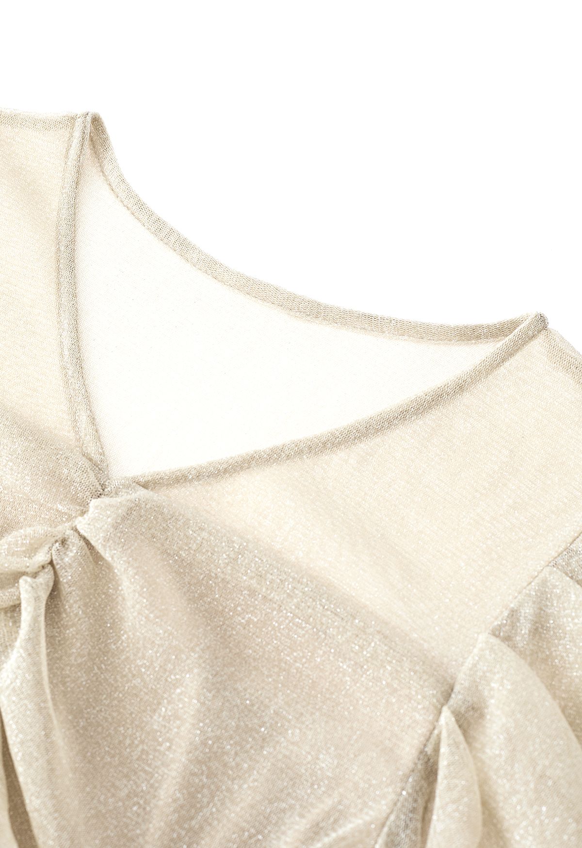 Scintillant V-Neck Ruched Front Top in Sand