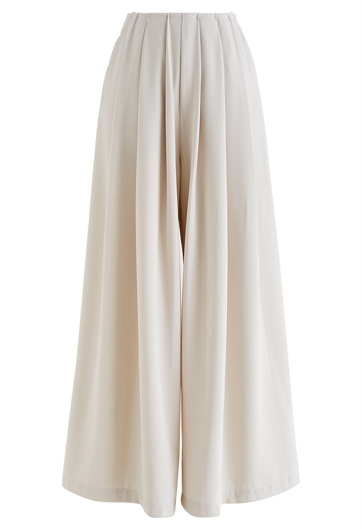 Fanciful Pleats Wide-Leg Pants in Ivory