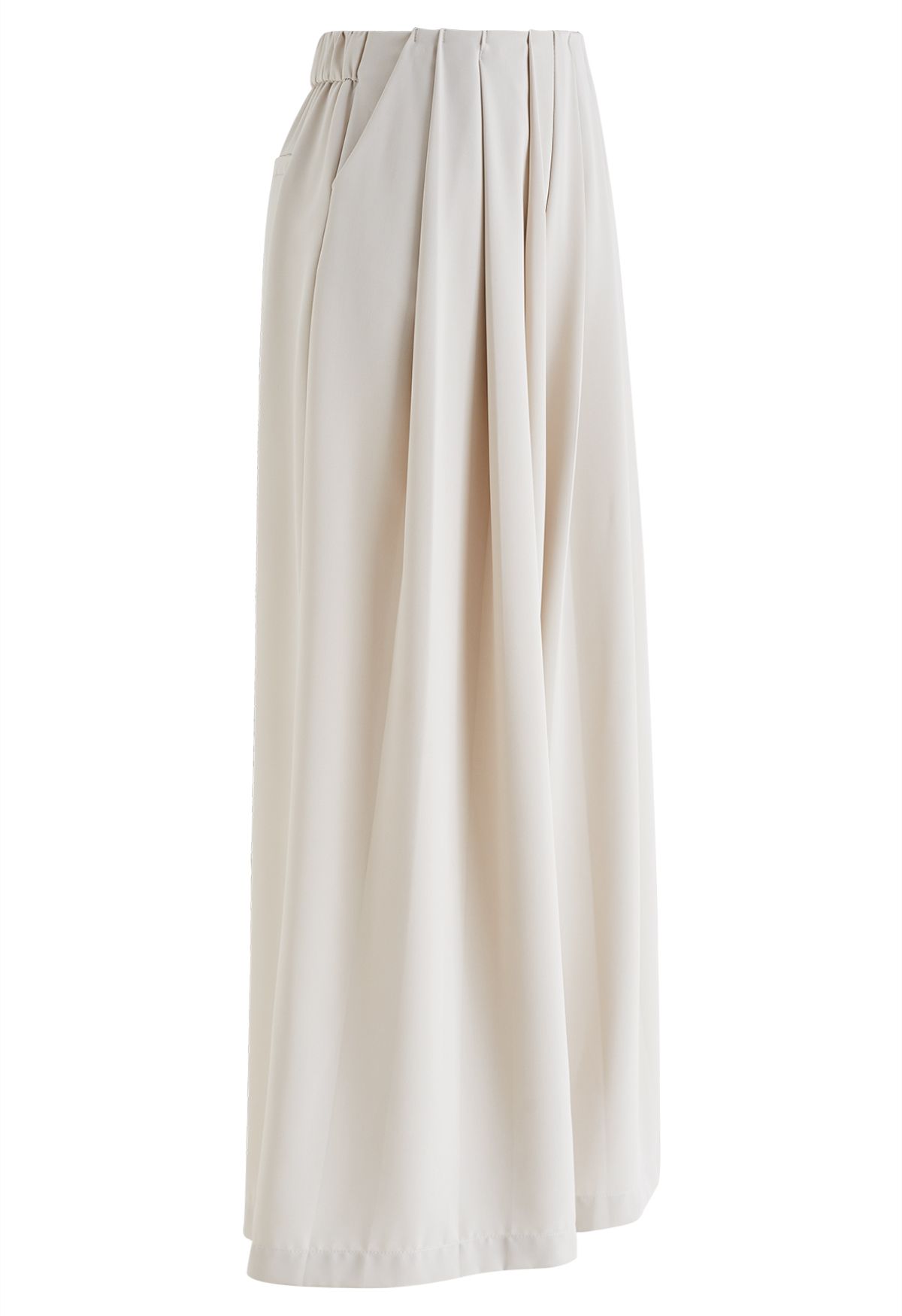 Fanciful Pleats Wide-Leg Pants in Ivory