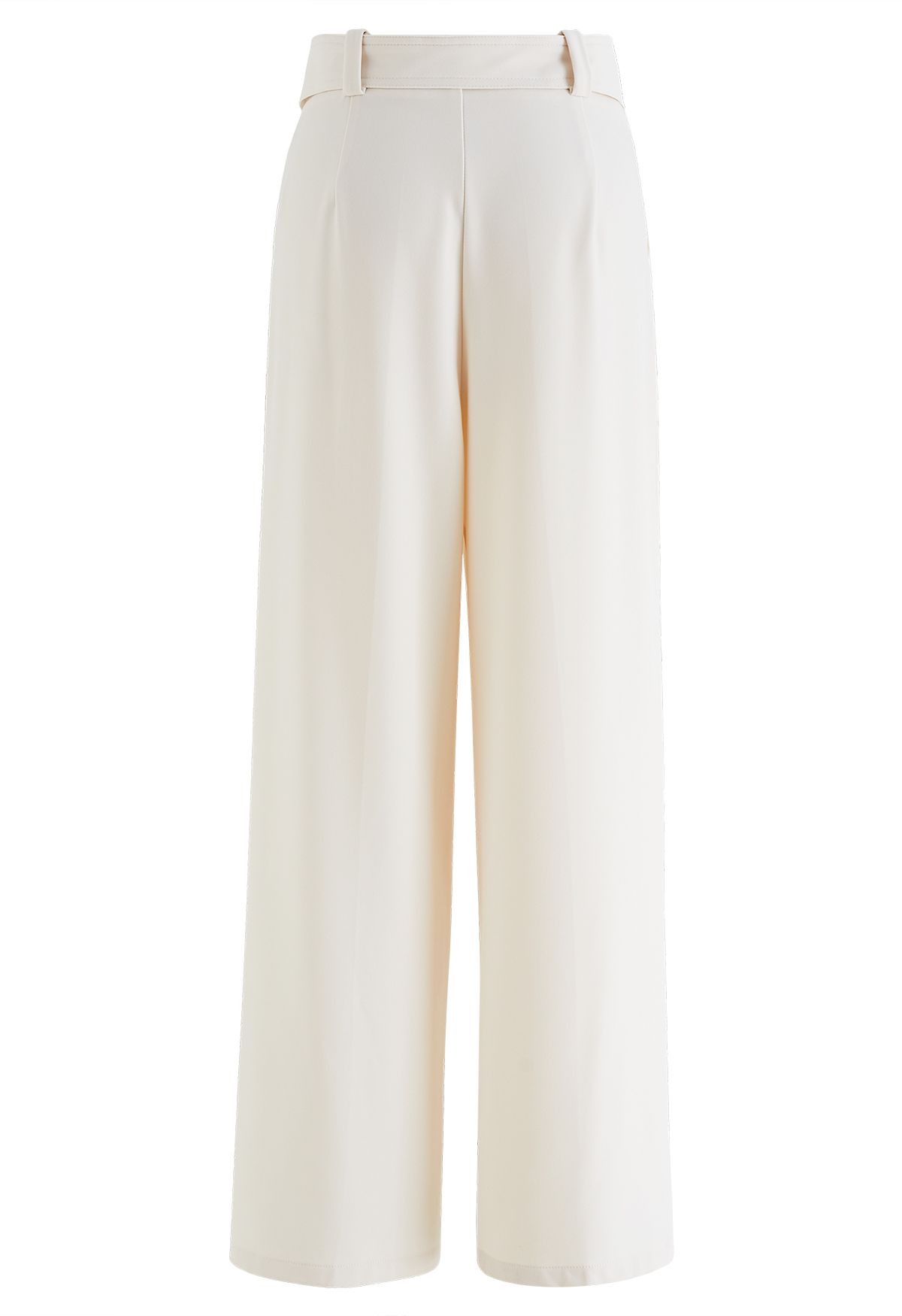 Belt Adorned Straight Leg Pants in Ivory