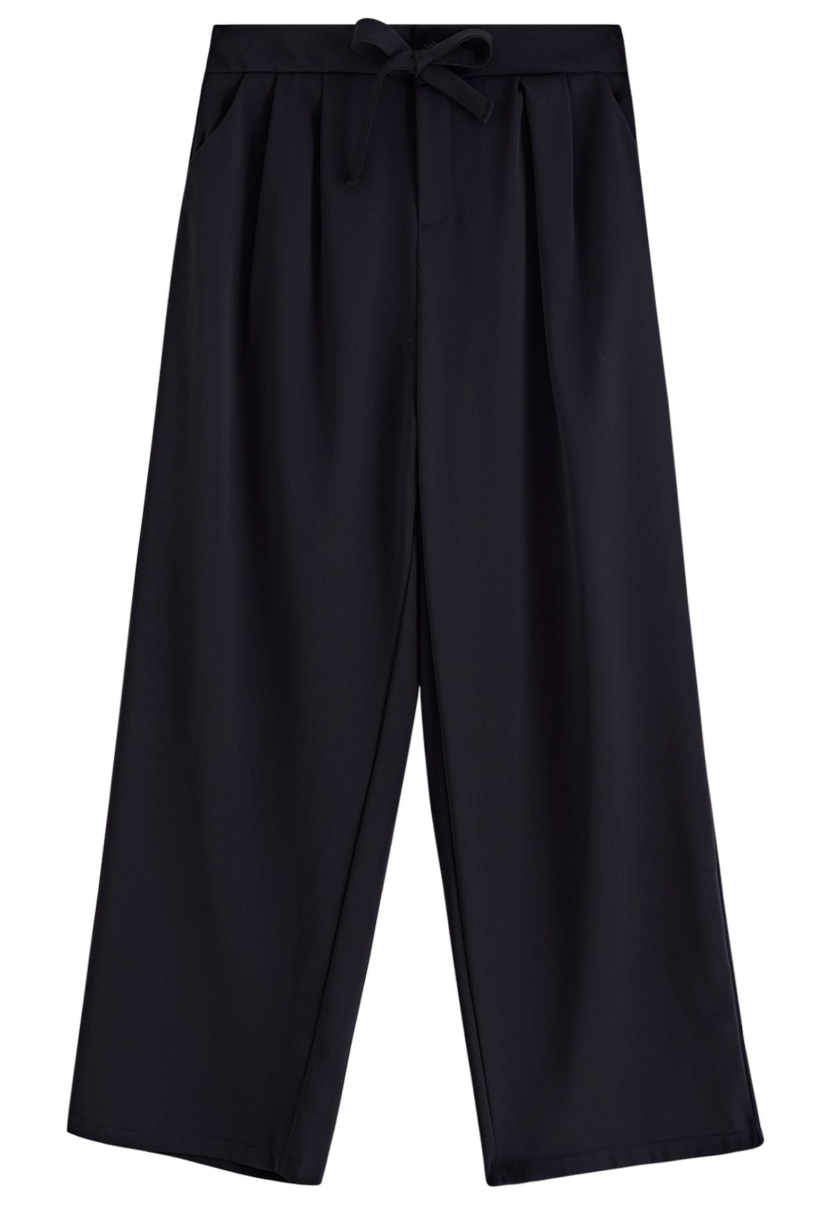 Drawstring Waist Pleated Detailing Pants in Black