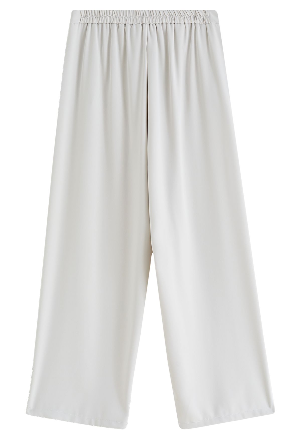 Drawstring Waist Pleated Detailing Pants in Ivory