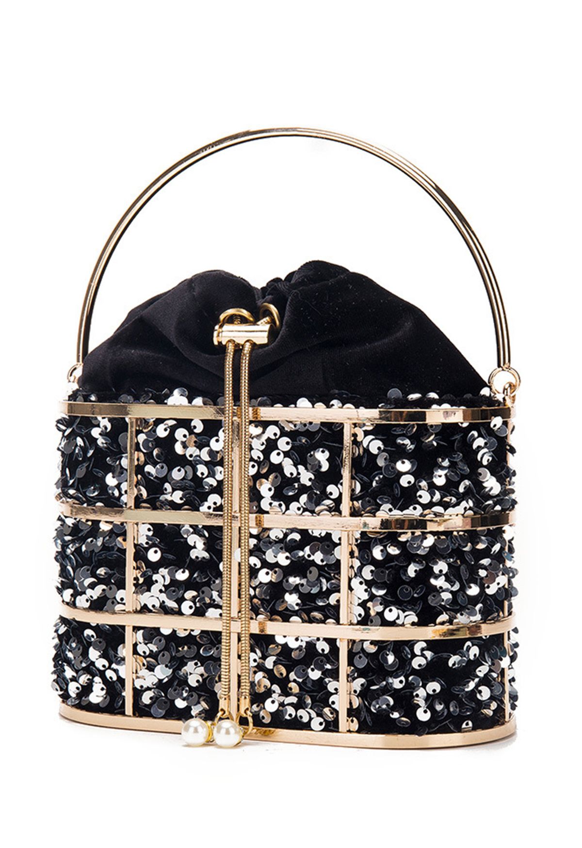 Velvet Sequin Holli Bag in Black