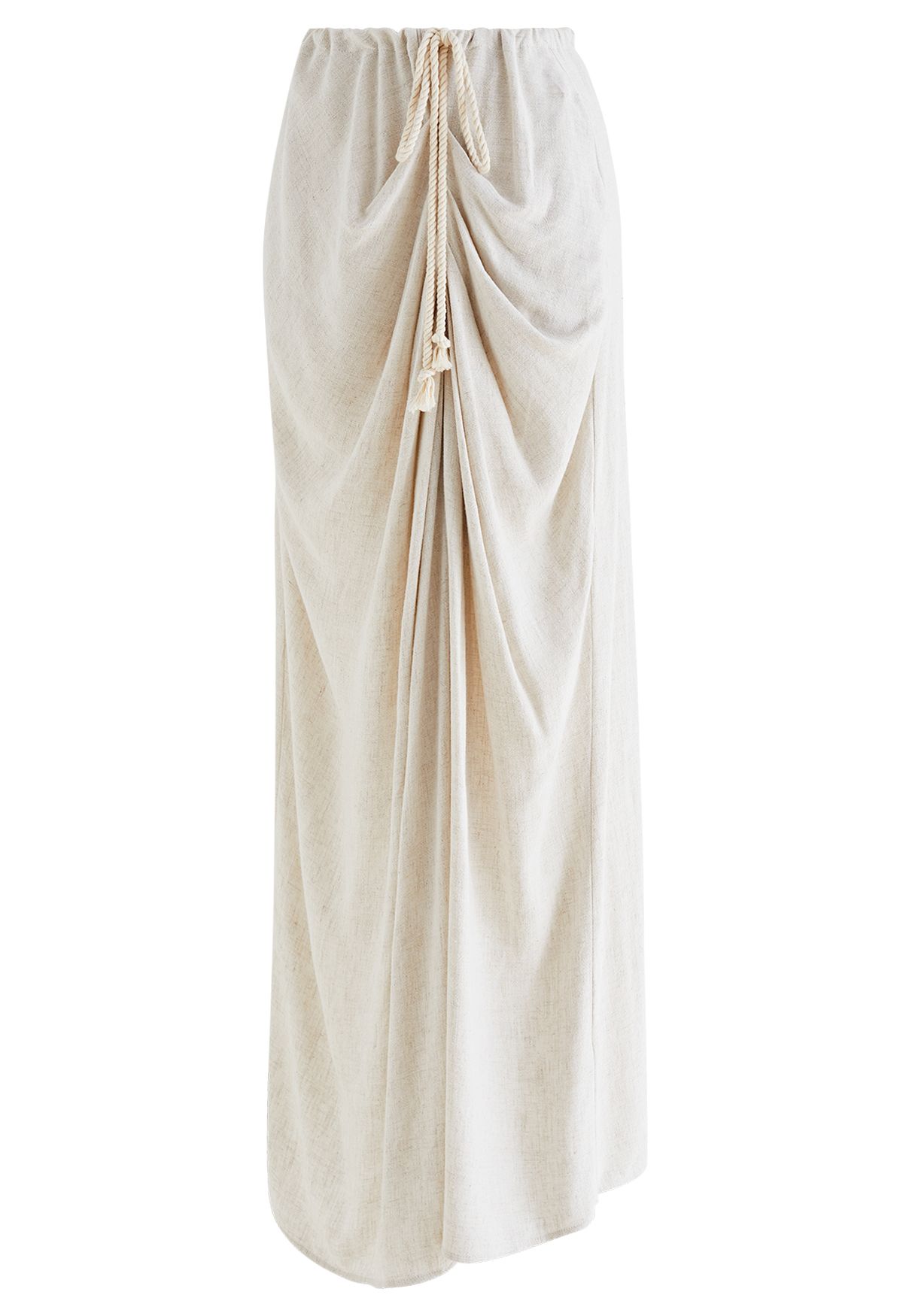 Breathable Linen Drape Maxi Skirt in Linen