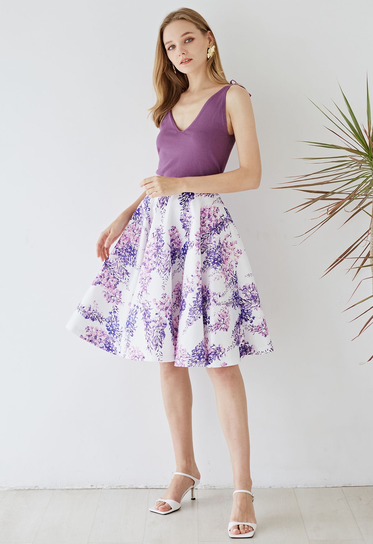 Enchant Me Wisteria Flare Midi Skirt